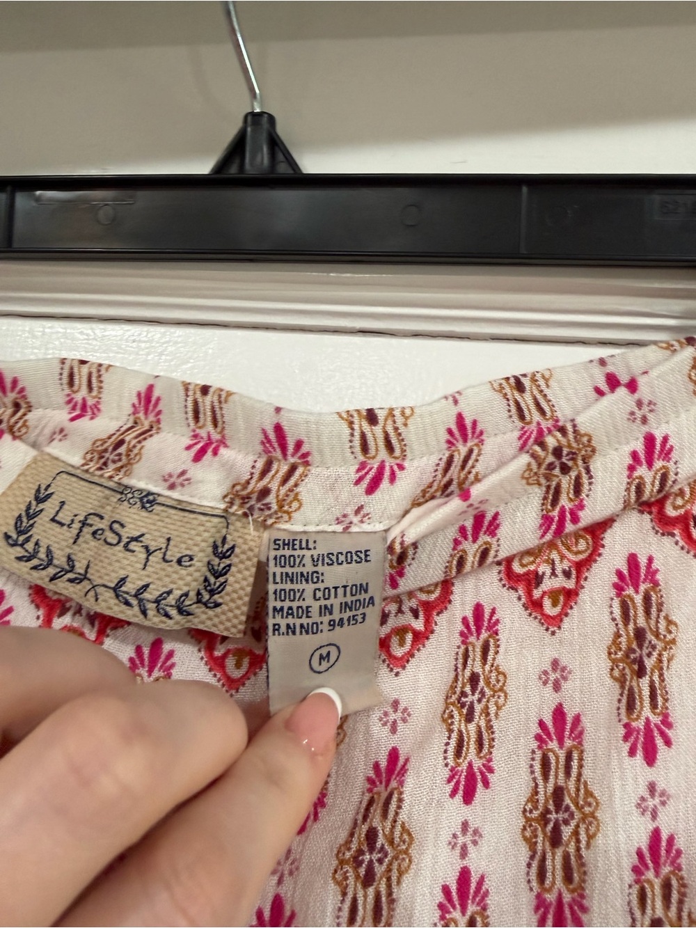 Women's Maxi Skirt in Pink and Cream Boho Print - Picture 4 of 9